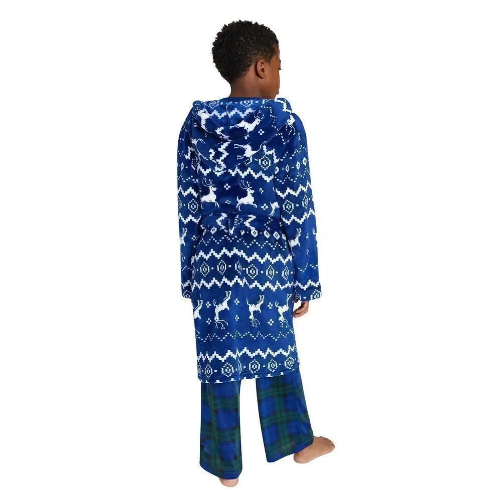 NEW! Eddie Bauer Youth 3 Pc PJ Set, LS Top, Pant & Robe, Reindeer- Unise… - Picture 4 of 16